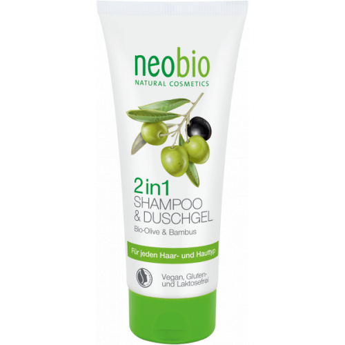 Neobio Sprchový gel a šampon 2v1 (200 ml) - s bio olivami a bambusem Neobio