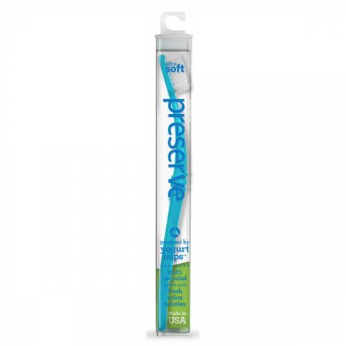 Preserve Zubní kartáček (medium) - azurový - z recyklovaných kelímků od jogurtů Preserve
