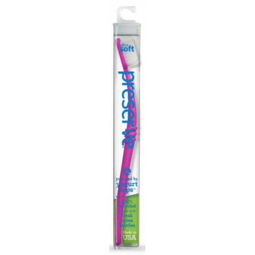 Preserve Zubní kartáček (medium) - fialový - z recyklovaných kelímků od jogurtů Preserve