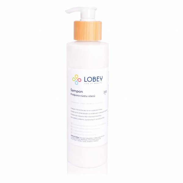 Lobey Šampon na podporu růstu vlasů (200 ml) - pro normální až mastné vlasy Lobey