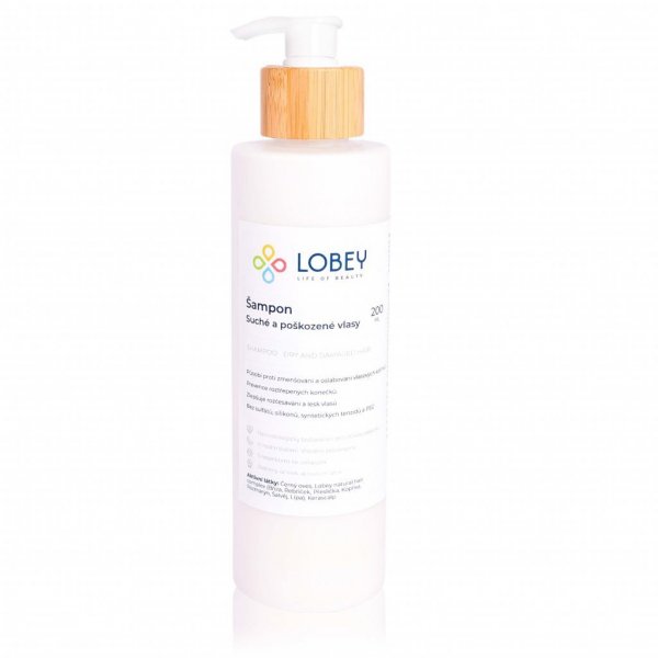 Lobey Šampon na suché a poškozené vlasy (200 ml) - posiluje a hydratuje Lobey