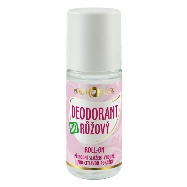 Purity Vision Růžový deodorant roll-on BIO (50 ml) - vhodný i pro citlivou pokožku Purity Vision