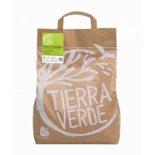 Tierra Verde Prací prášek na bílé prádlo a látkové pleny - INOVACE (pap. pytel 5 kg) - II.jakost Tierra Verde