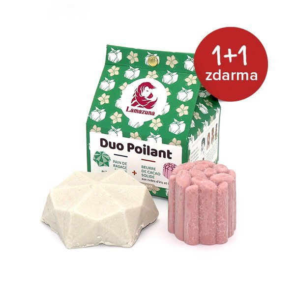Lamazuna Tuhé kakové máslo růžové BIO (50 g) + Tuhé mýdlo na holení (55 g) ZDARMA Lamazuna