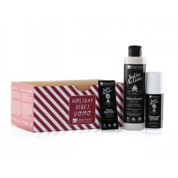 laSaponaria Dárkový kosmetický balíček Holiday Vibes - pro muže - pleťové sérum a sprchový 2v1 laSaponaria