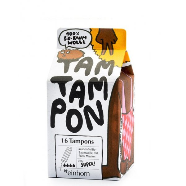 Einhorn Tampony TamTampon Super (16 ks) - II.jakost - hypoalergenní z bio bavlny Einhorn