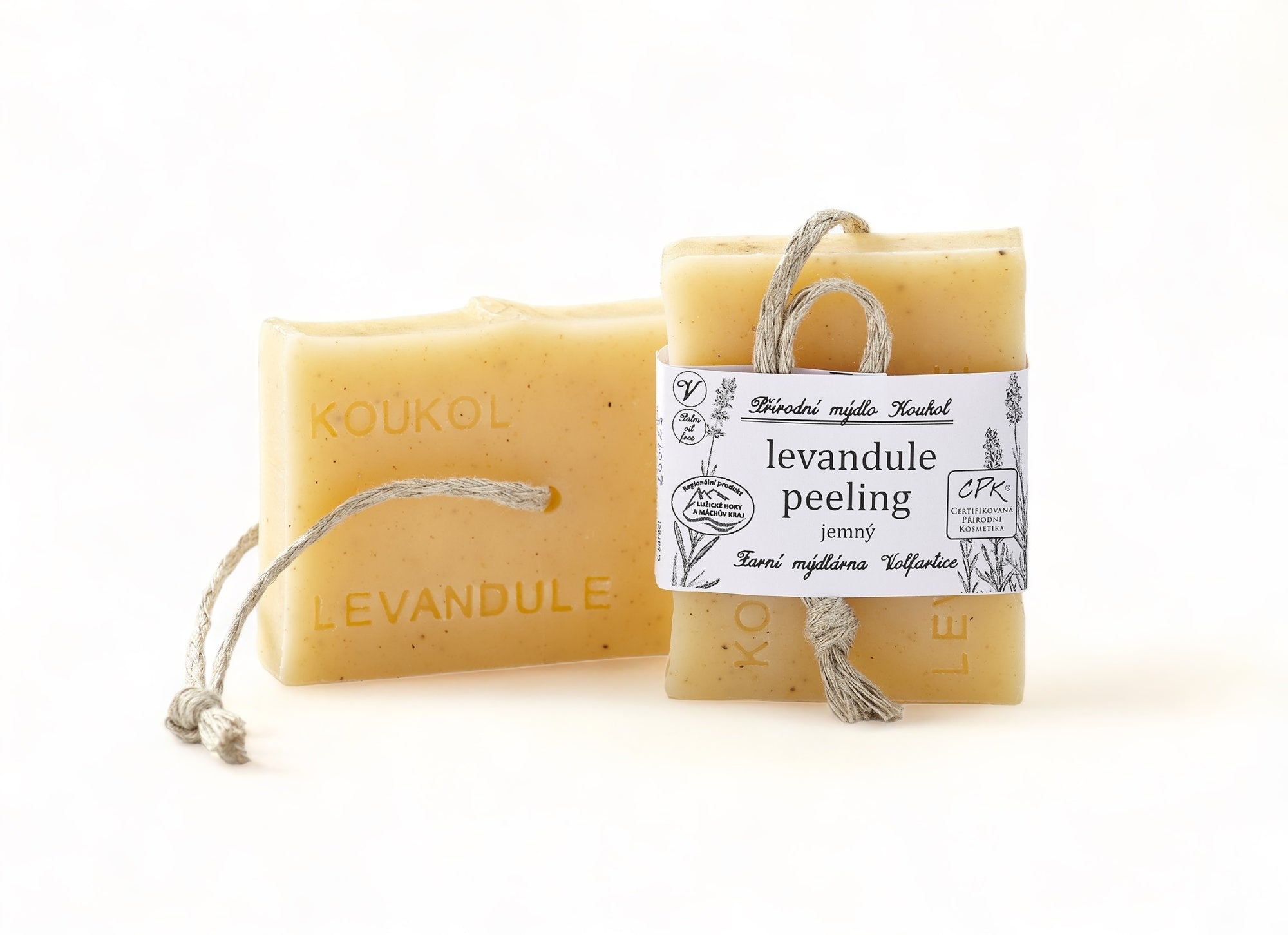 Mýdlárna Koukol Tuhé mýdlo peelingové jemné - Levandule (95 g) - pro každodenní použití Mýdlárna Koukol