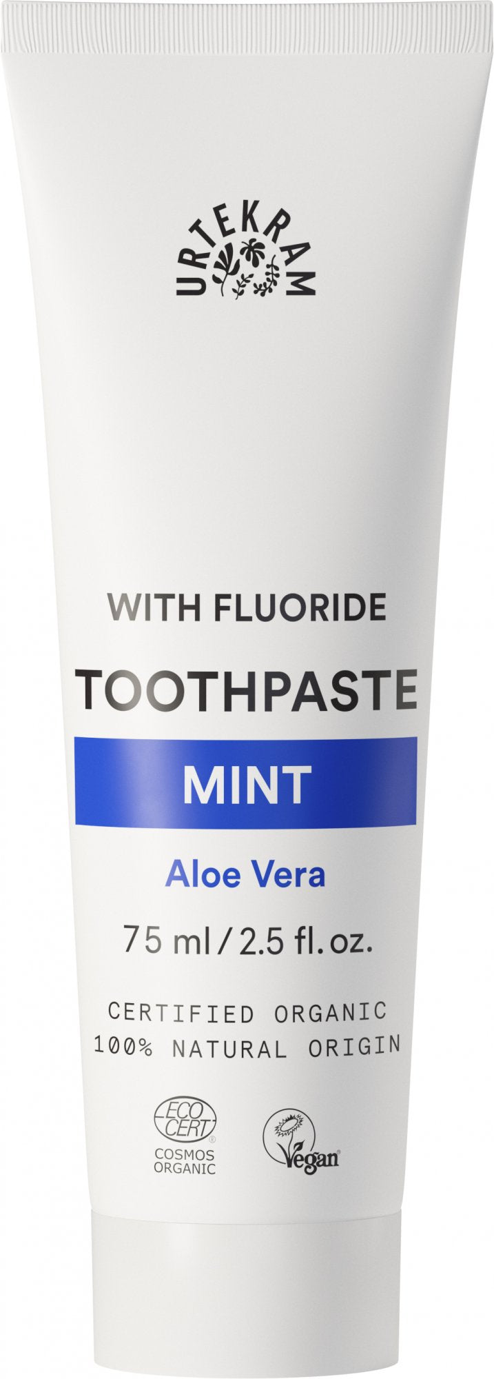 Urtekram Mátová zubní pasta s fluoridem BIO (75 ml) - pro extra ochranu zubní skloviny Urtekram