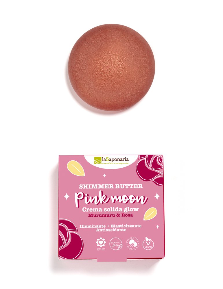 laSaponaria Rozjasňující tuhé tělové máslo Pink Moon BIO (80 ml) laSaponaria
