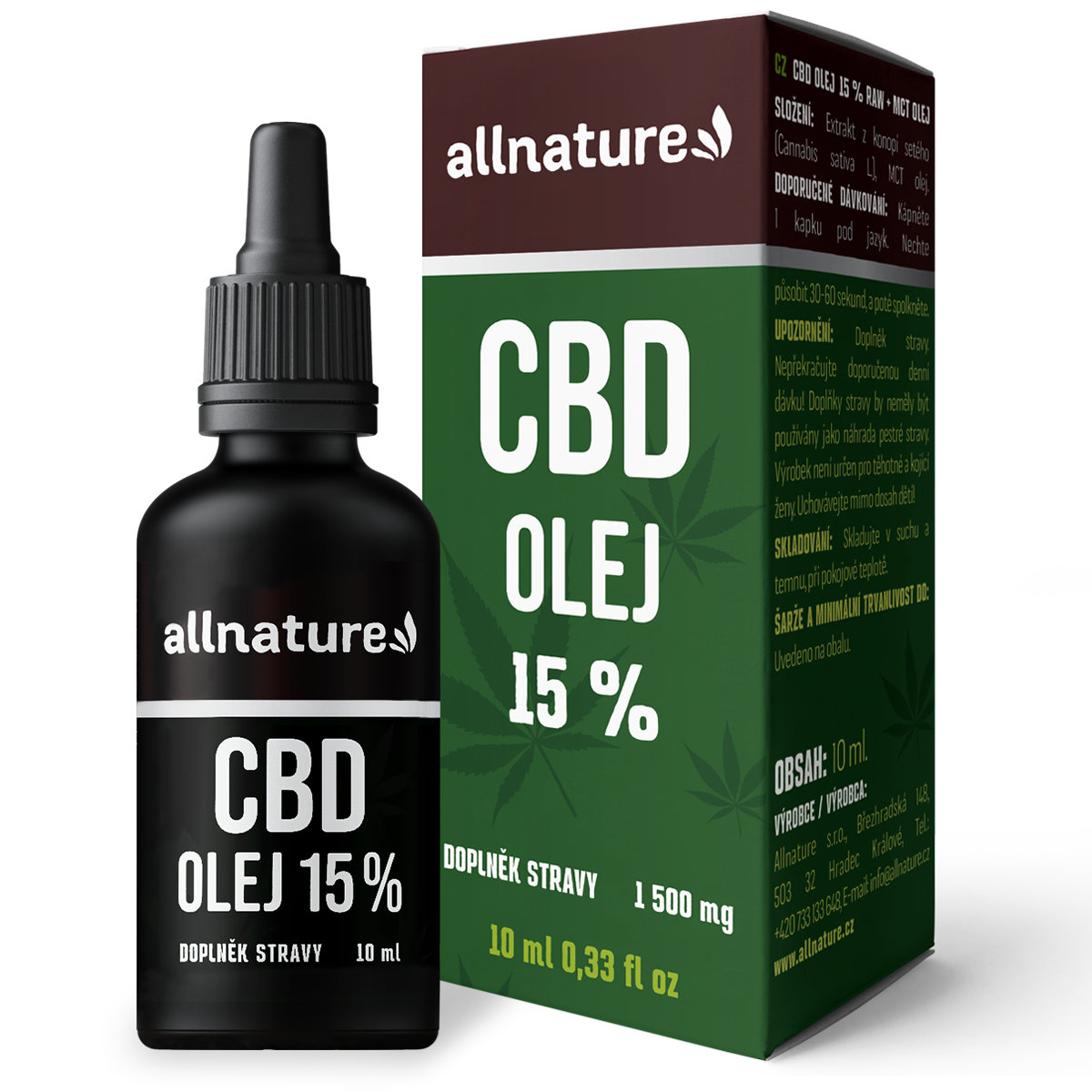 Allnature CBD 15 % (10 ml) - podpořte své zdraví s přírodou Allnature