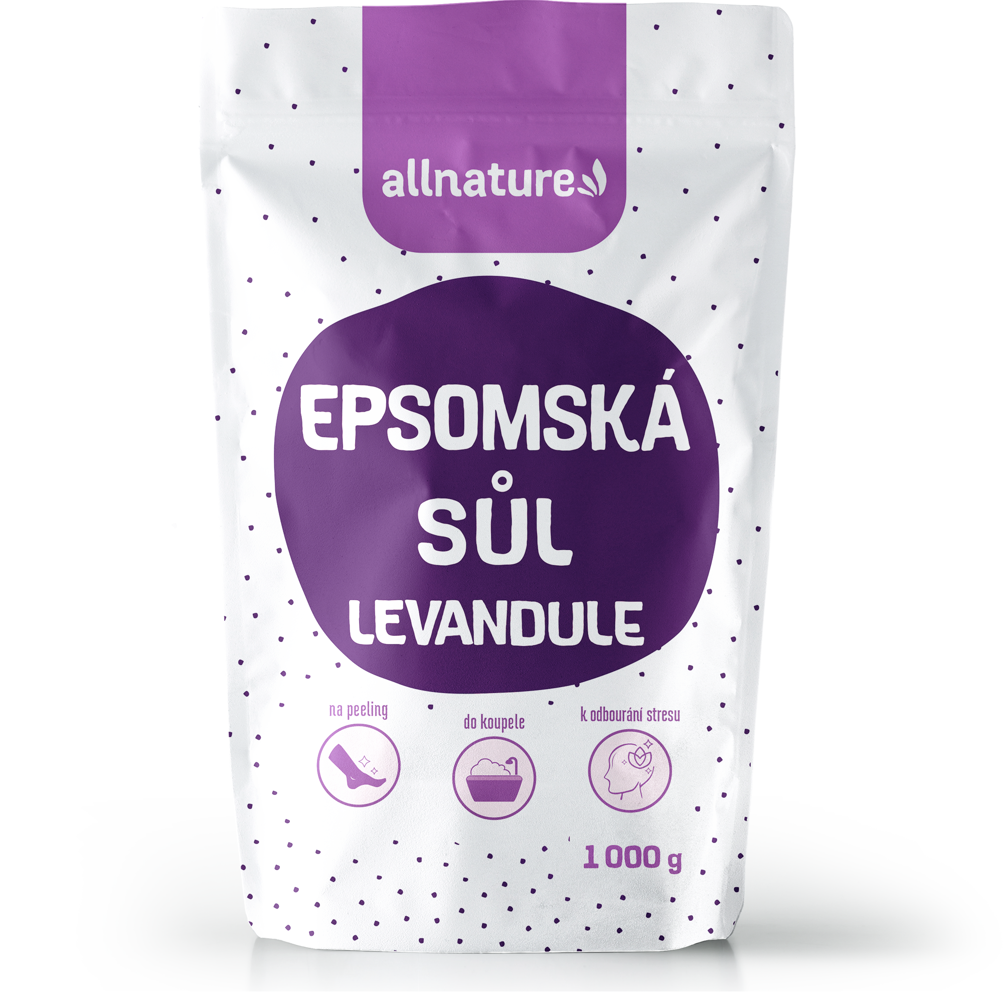 Allnature Epsomská sůl Levandule 1 kg - pro uvolnění a zklidnění Allnature