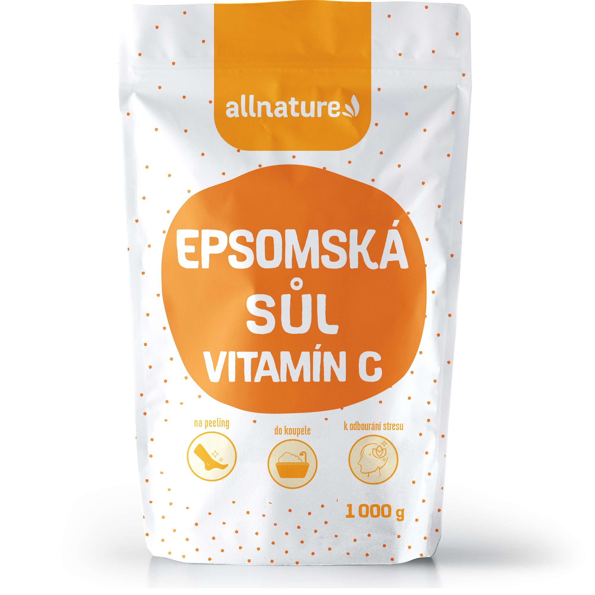 Allnature Epsomská sůl Vitamín C (1 kg) - s hořčíkem pro uvolněné tělo a mysl Allnature