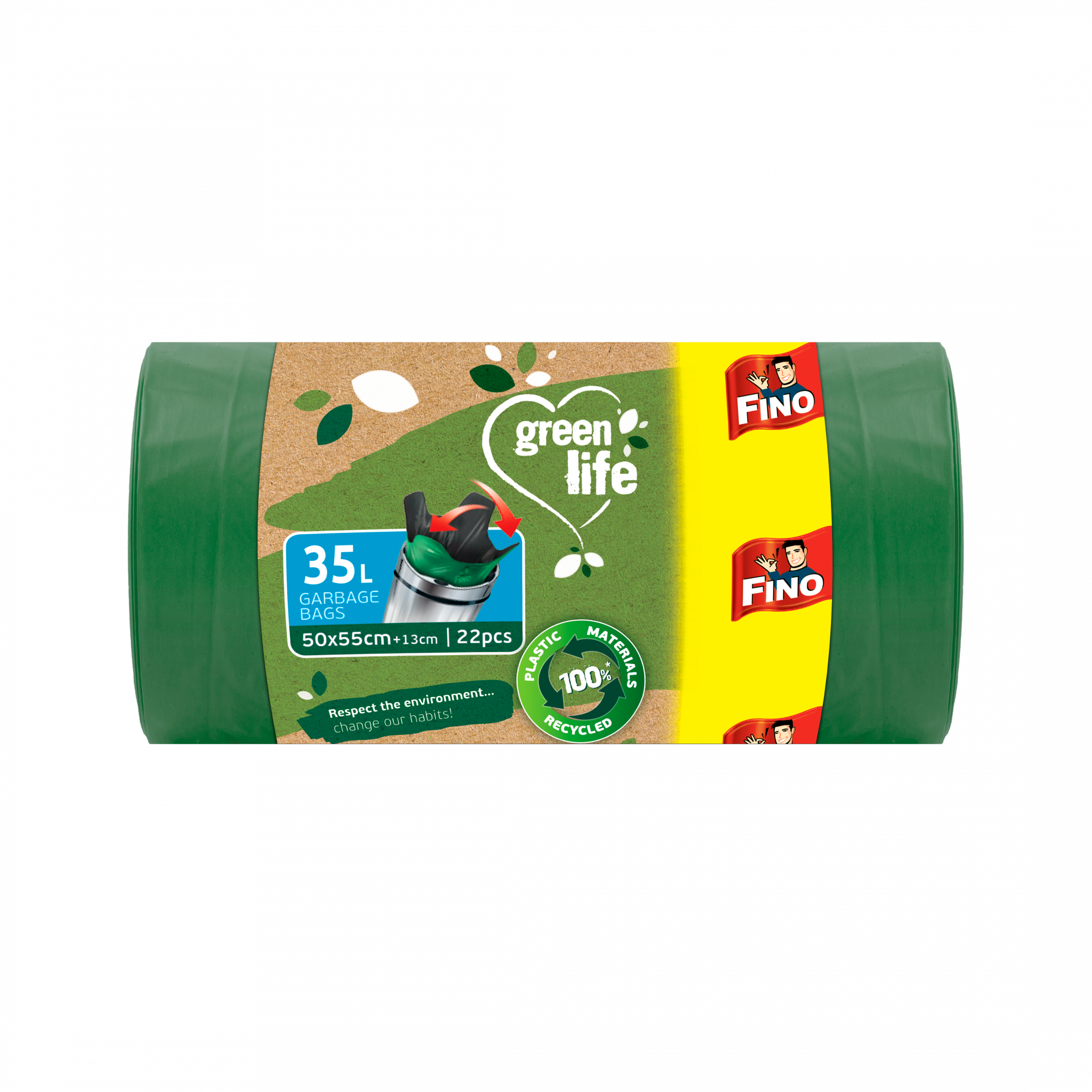 FINO Pytle na odpadky Green Life Easy pack 25 μm - 35 l (22 ks) - II. jakost FINO