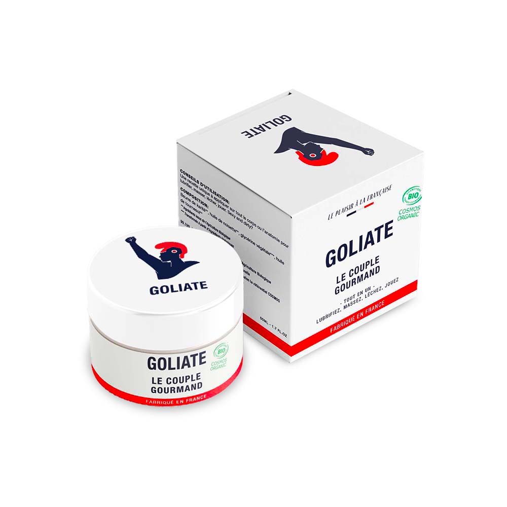Goliate Jedlý masážní a lubrikační olej 2v1 The Gourmet Couple BIO (50 ml) - II. jakost - s oříškovou vůní a chutí Goliate